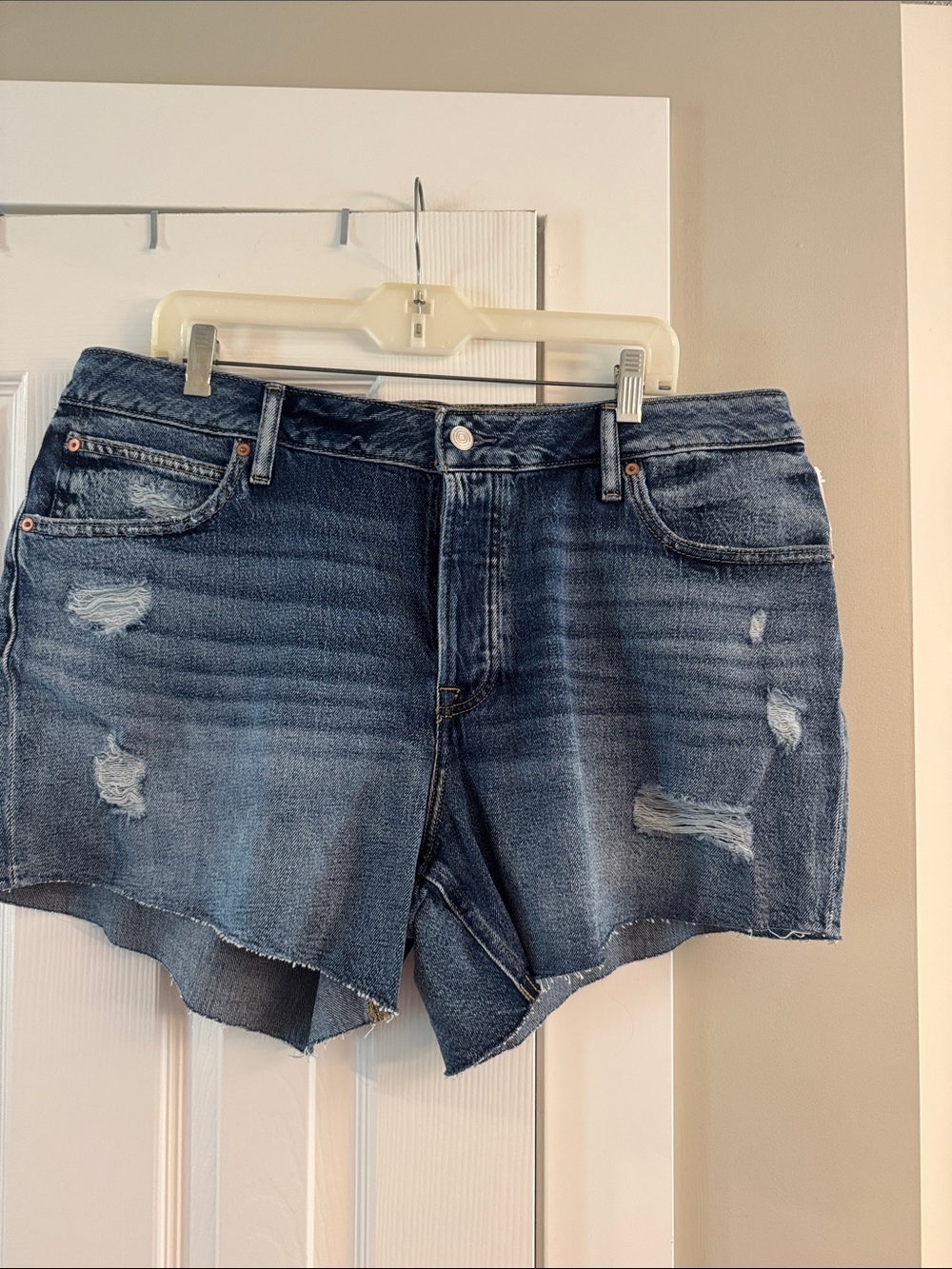 Maurices Distressed Medium Blue Denim Cutoff Shorts